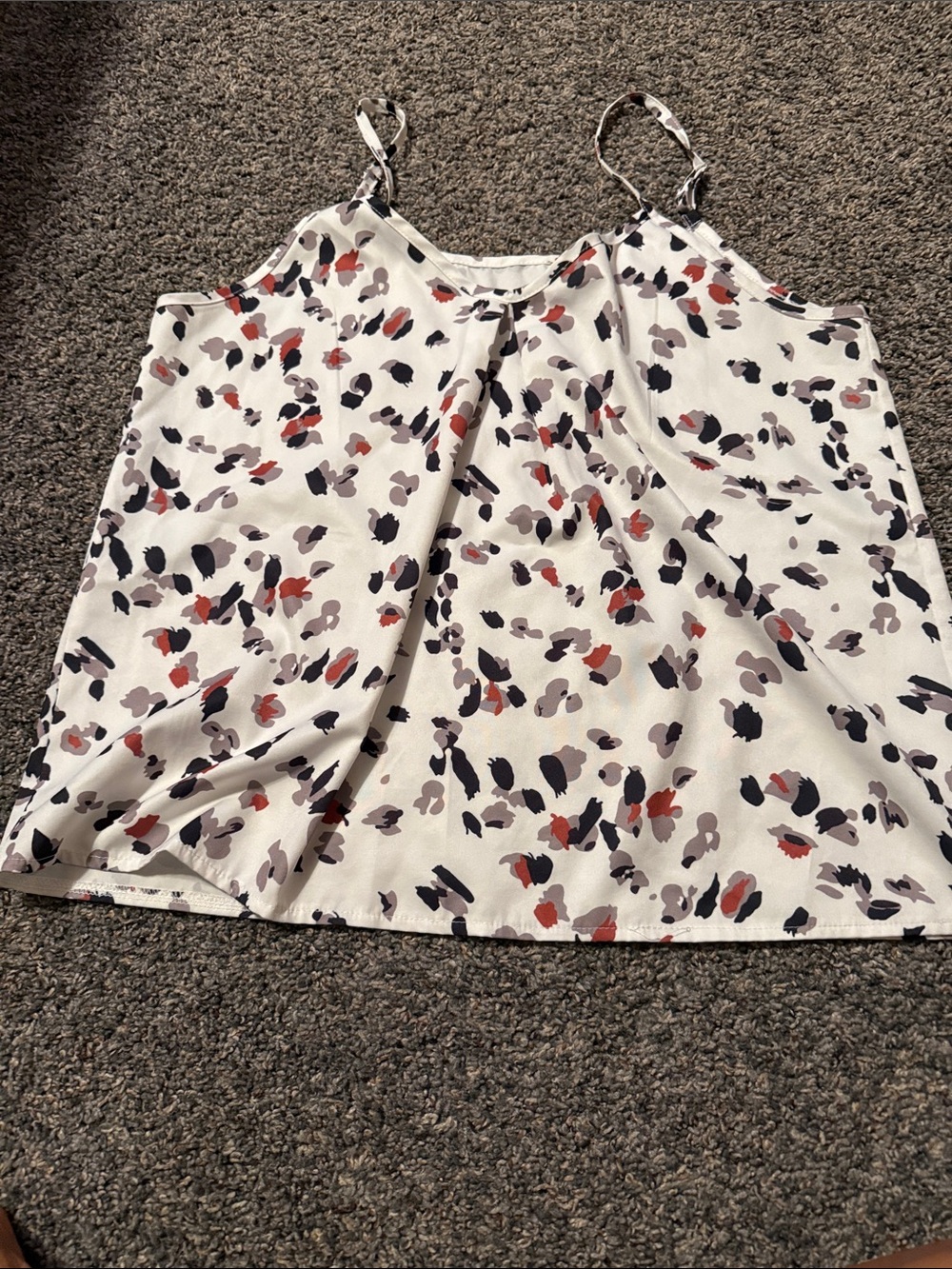 SHEIN White Multicolor Abstract Spot Print Spaghetti Strap Cami